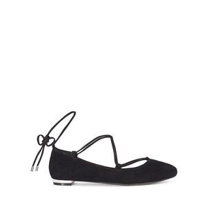 Karen Millen Ballerina Wrap Flats Leather‎ Suede Lace-Up Black 37